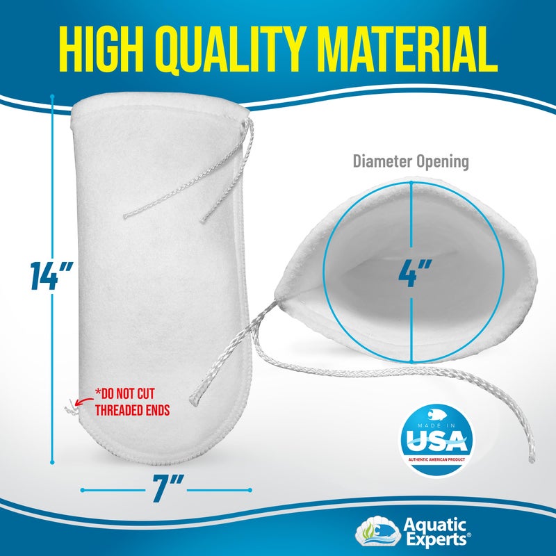 Aquatic Experts 200 Micron Drawstring Filter Sock - Filter Socks for Saltwater Aquarium, Sump Filter Sock, Freshwater Aquarium Filter Sock - Custom Made in The USA (4 inch by 14 inch, 2 Pack) - Image 3